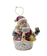 Vtg Iridescent Glazed Ceramic Santa with Presents Christmas Ornament - €11,33 EUR