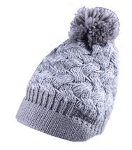 Bench Acrylic Grey White Alanna Peaked Bobble Pom Knit Beanie Winter Hat... - $15.94