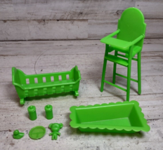 Mattel The Sunshine Family Baby Sweets Accessories Green Cradle Tub Highchair - £18.29 GBP