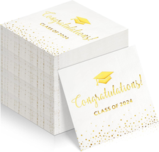 Class of 2024 Graduation Napkins, 100Pcs Disposable Congratulation Grad ... - $18.60