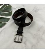Mens Vintage Y2k Skull Etched Leather Belt Size 36 Black Dark Brown - $35.19 CAD
