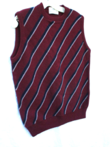 Vintage Lord Jeff Mens Lambswool Pure Wool Regimental Stripe Sweater Ves... - $28.49