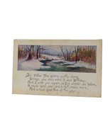 Postcard Good Wishes Winter Scene Running River Vintage Unused - $4.01