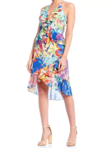 Belle Badgley Mischka Sz 4 Womens Faith Dress Royal Multi Ruffle Faux Wr... - $32.66