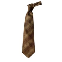 KENNETH COLE New York Mens Necktie Hand Made Brown Silk Diamond Pattern 59&quot;x3.5&quot; - £9.37 GBP
