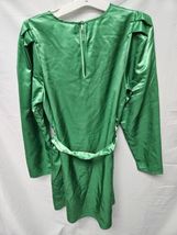 A New Day Women's Size XS Long Sleeve Green Satin Belted A-Line Dress image 4