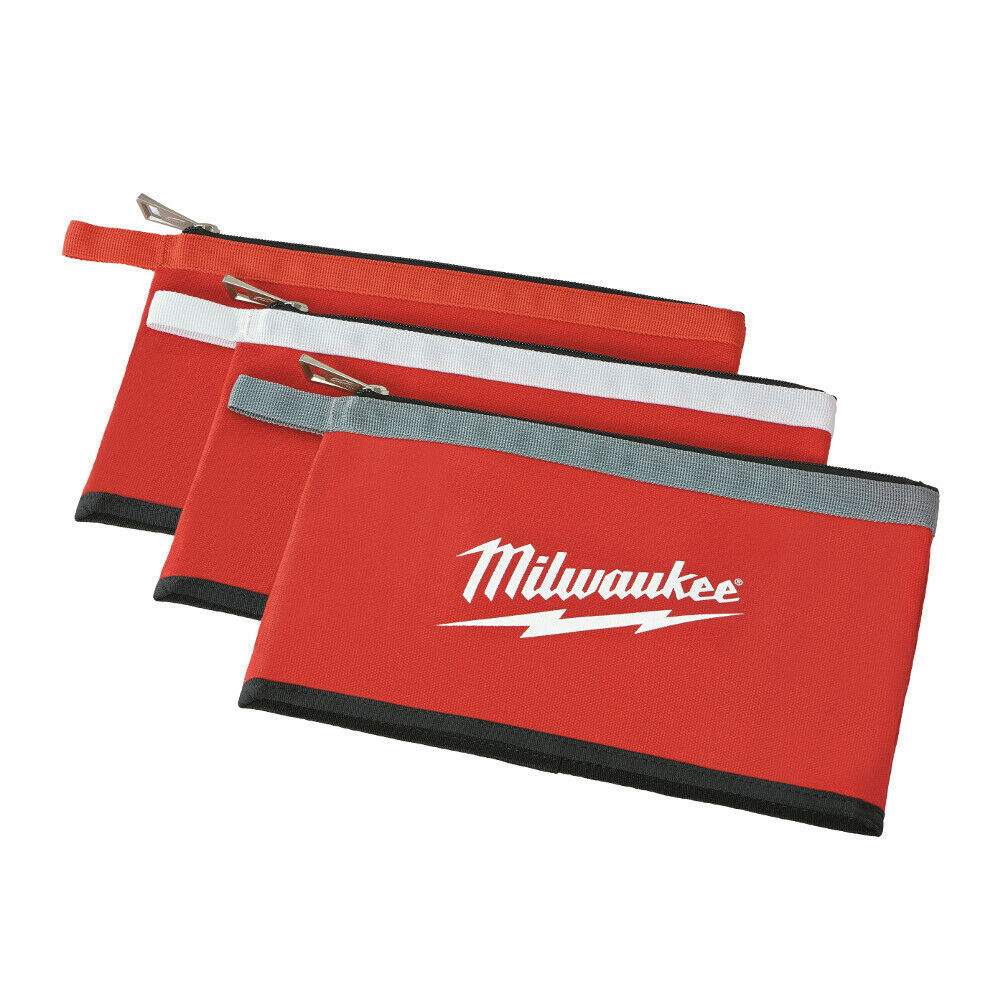 Milwaukee 48-22-8193 Canvas Colored Heavy-Duty Zippered Pouches, 3-Pack - $58.99