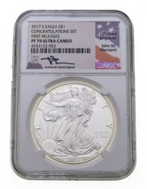 2017-S S$1 Silver American Eagle Graded by NGC as PF70 Ultra Cameo Mercanti - £135.31 GBP