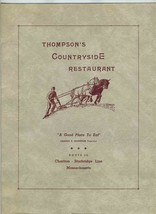 Thompson&#39;s CountrysidE Restaurant Menu Charlton Sturbridge Line Massachusetts  - £40.51 GBP