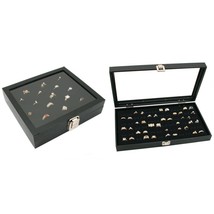  Glass Lid Jewelry Display Cases W/ 36 &amp; 72 Slot Ring Foam Inserts Kit 4... - £42.34 GBP