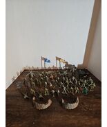 Lot of Plastic Army Men, Barb Wire, Rock Walls, Fighter Jet, Attack Heli... - $24.74