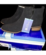White Mountain Women&#39;s Suede Leather Side Zip Ankle Bootie Sz 9 Black - $515.09 MXN
