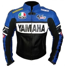 MEN&#39;SYZF-R1 46 Blue Black Motorbike Leather Jacket  - £108.92 GBP