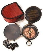 Pocket Compass - Inspirational Quotes Engraved Thoreau&#39;s Go Confidently Brass Co - £31.13 GBP