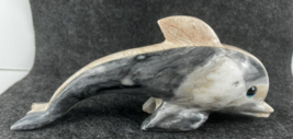 Heavy Marble Dolphin Figurine Hand Carved Sculpture Nautical Figurine 8&quot;L - $11.40