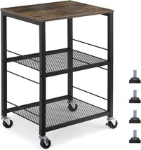 Mooace Rustic 3 Tier End Table With Wheel,Side Table Nightstand, Brown&amp;Black - $46.99