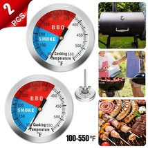 2Pcs Temperature Thermometer Gauge for Barbecue BBQ Grill Smoker Pit Thermostat - £15.81 GBP