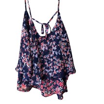 Express Womens Size Medium Spaghetti Strap Floral Layered Blouse Top Tra... - £14.07 GBP