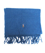 Polo Ralph Lauren Horse Logo Blue Lambswool Lambs Wool Scarf Made in ITA... - $23.74