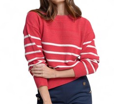 Southern Tide haisley stripe crew neck sweater in raspberry wine - size S - £65.67 GBP