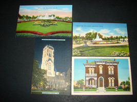 4 Antique Linen Indianapolis IN POSTCARDS Garfield Park Scottish Rite Cathedral - £19.34 GBP