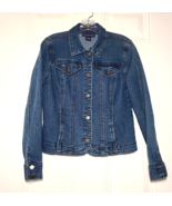 Charter Club Jean Shop Denim Jacket Size PS Blue Pockets Stretch Button ... - $363.74 MXN