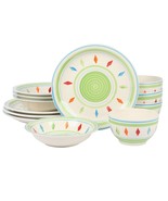Gibson Home Heidy 12 Piece Hand Painted Durastone Dinnerware Set in Green - $143.71 CAD