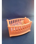 My First Dollhouse Baby Nursery Pink Crib Cradle Fisher Price Loving Fam... - $16.53 CAD
