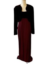 Vtg Jessica McClintock Dress Formal Gown Size 16 Red Burgundy W/ Shrug Jacket - £47.47 GBP