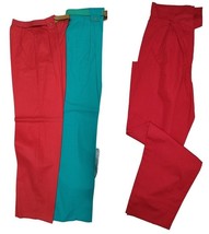 Women&#39;s Trousers Summer Pure Cotton Vita Medium High Green Red Made Italy 42-46 - £33.06 GBP