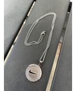 NEW Nike SILVER NECKLACE Stainless Stee 20&quot; INCH CHAIN WITH ADJUSTER SWO... - $24.30 CAD