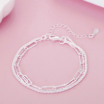 925 Silver exquisite sandy solid chain bracelet fashion charm wedding models Cut - £10.28 GBP