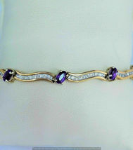 8Ct Simulated  Amethyst   Women&#39;s Bracelet  Gold Plated 925 Silver   - £154.79 GBP
