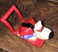 Pull &amp; Go Dog On A Sled Red Jacket Black Scarf Vintage Toy - $8.12