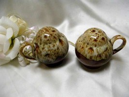 2571 Antique Harker Pottery Rockingham Brown Drip Salt and Pepper Set - $9.00