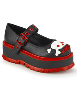 SALE DEMONIA SLACKER-27 Womens Black Red Punk 2&quot; Platform Skull Maryjane... - $1,028.09 MXN