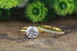 2ct Round Cut Moissanite Engagement Ring Set,14k Gold Anniversary Gift ring set - £167.99 GBP