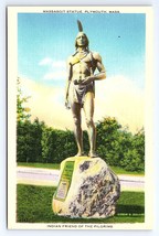 Postcard Massasoit Statue Plymouth Massachusetts MA Indian Friend of Pilgrims - £2.80 GBP