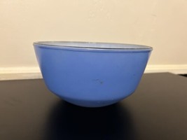 Rare Vintage FIRE KING ANCHOR HOCKING Bowl Blue Black Rim 8.5&quot; - $28.01