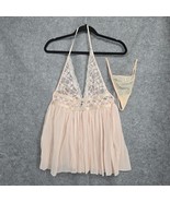 BE WICKED Babydoll Dress Women XL Ivory Sheer Lace Halter Neck Chiffon P... - $16.82