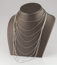 Gorgeous Running Bear Liquid 925 Silver Multi-Strand Bib Necklace 10 Str... - $886.15 CAD