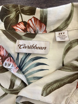 Caribbean Silk Floral Print Button Up Shirts Size 2XT Short Sleeve - £7.61 GBP
