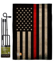 USA Thin Red Line Burlap - Impressions Decorative Metal Garden Pole Flag Set GS1 - £27.30 GBP