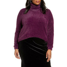 NWT Womens Plus Size 1X 2X Nordstrom Halogen Fuzzy Turtleneck Purple Sweater - £19.97 GBP