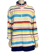 T by Talbots White, Blue, Yellow, Pink Striped 1/4 Zip Top Size 3X - €28,14 EUR