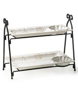Shell Rectangle Chip and Dip Serving Set Black Tiered Tray Dessert Display - €7,62 EUR