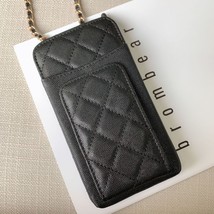2022 Classic Sheepskin Leather Black Mobile Phone Bag Purse Handbag Women Should - £119.78 GBP