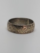Vintage Sterling Silver 925 Etched Band Ring Size 4 - £8.69 GBP