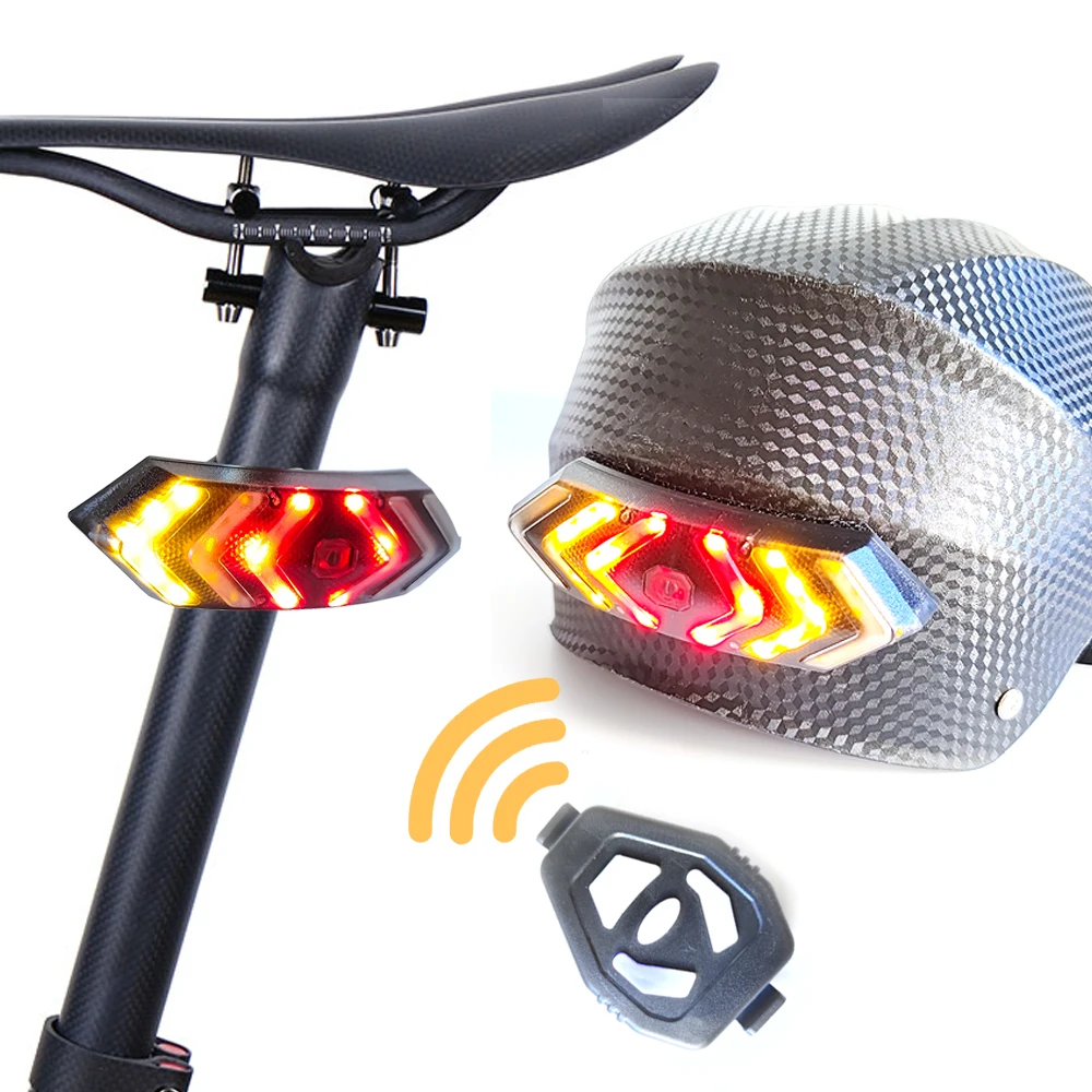 Bike Taillight Turn Signals Warning Led Light Rear USB Rechargeable Helmet - $21.20+