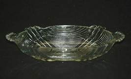 Vintage 8-1/4&quot; Ribbed Pickle Relish Dish Clear Glass w Tab Handles Glass... - £15.56 GBP